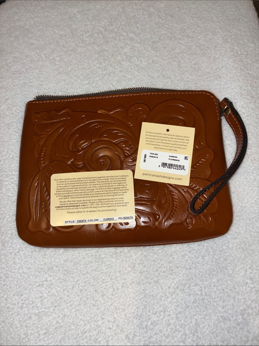 NWT Patricia Nash Tooled Cassini "Florence" Wristlet